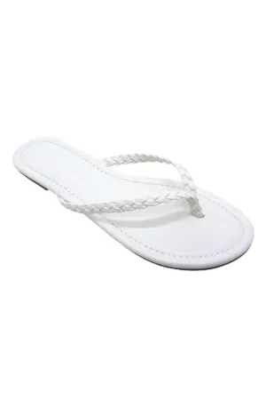 Bellen Braided Thong Sandals (White)
