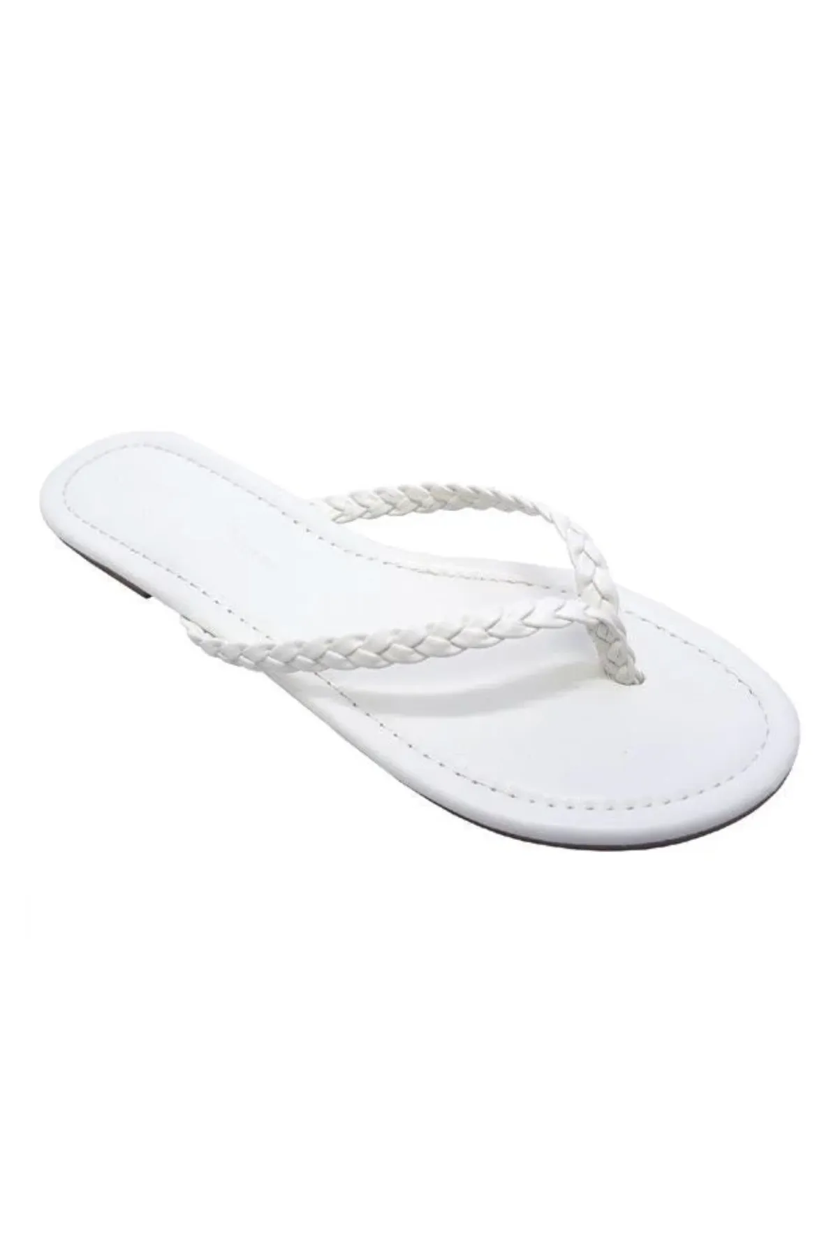 Bellen Braided Thong Sandals (White)
