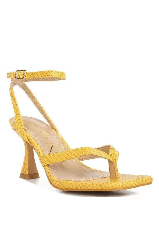 CELTY Ankle Strap Spool Heel Thong Sandals by VYSN