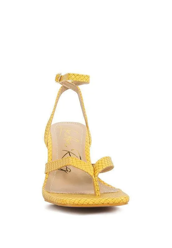 CELTY Ankle Strap Spool Heel Thong Sandals by VYSN