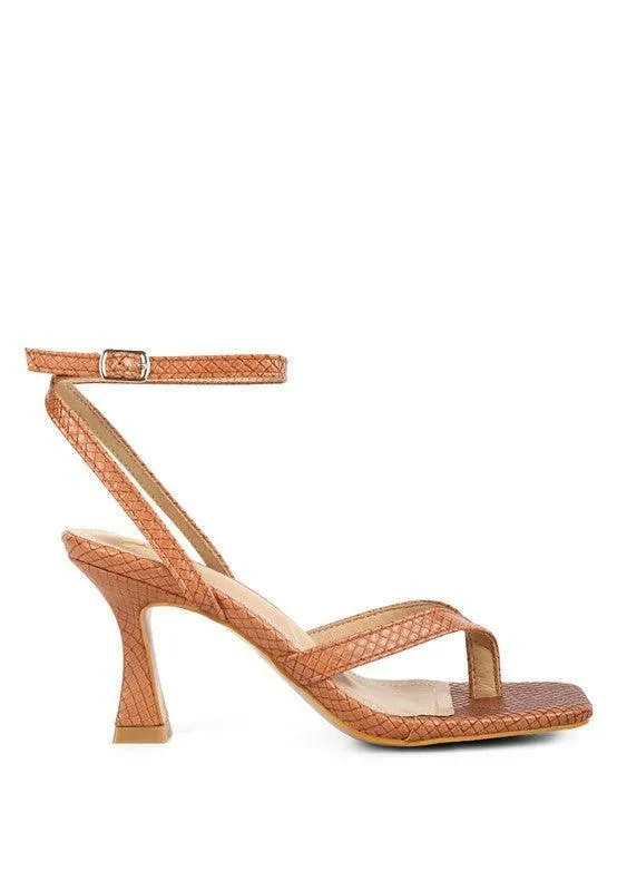 CELTY Ankle Strap Spool Heel Thong Sandals by VYSN