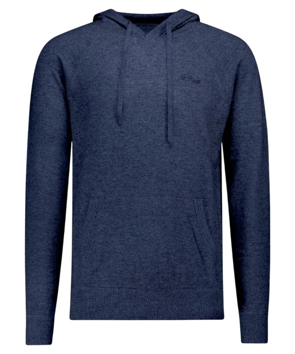 Maglione Willbur Hooded Knit in Lana e Cashmere Beige