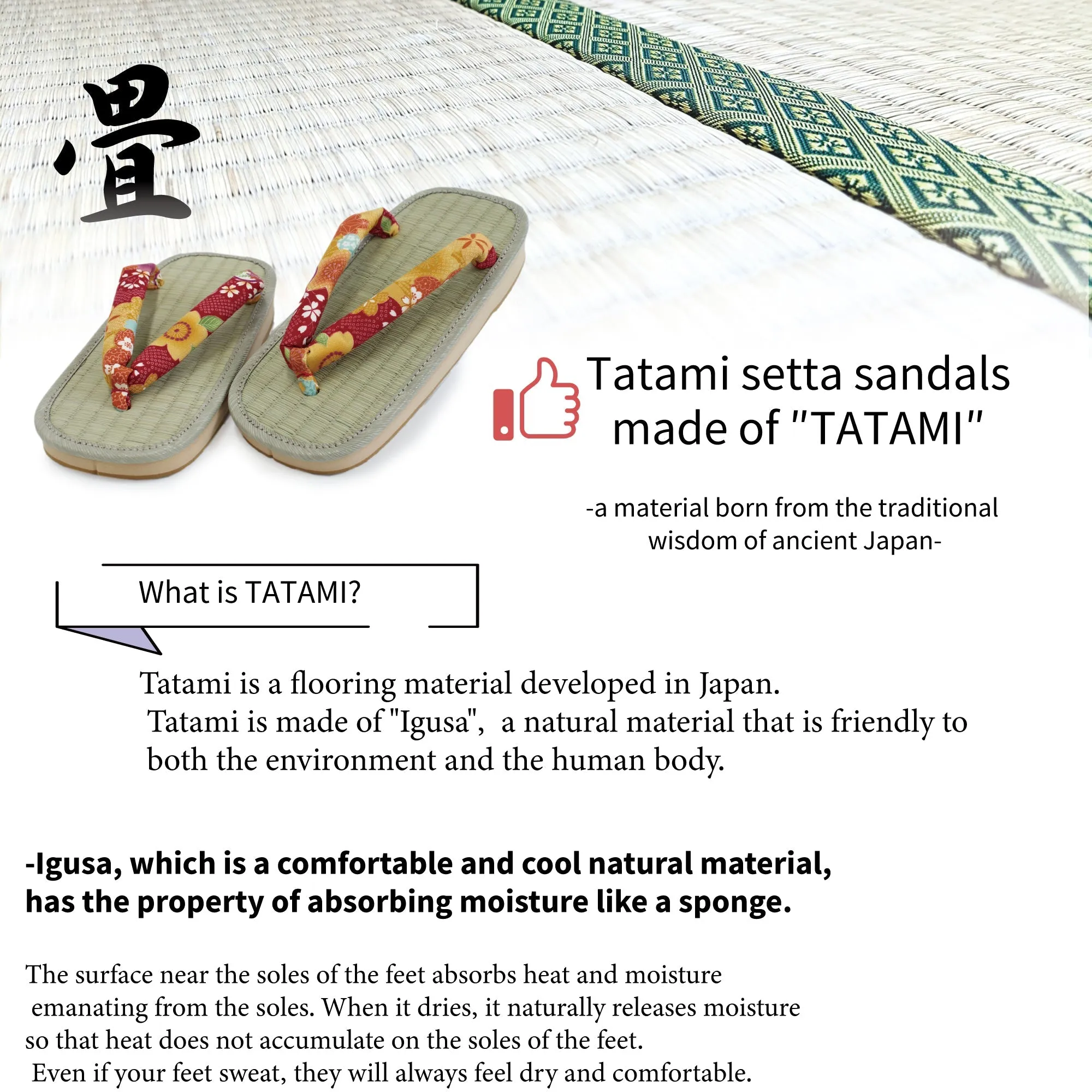 Men's Tatami setta sandals : Checked pattern