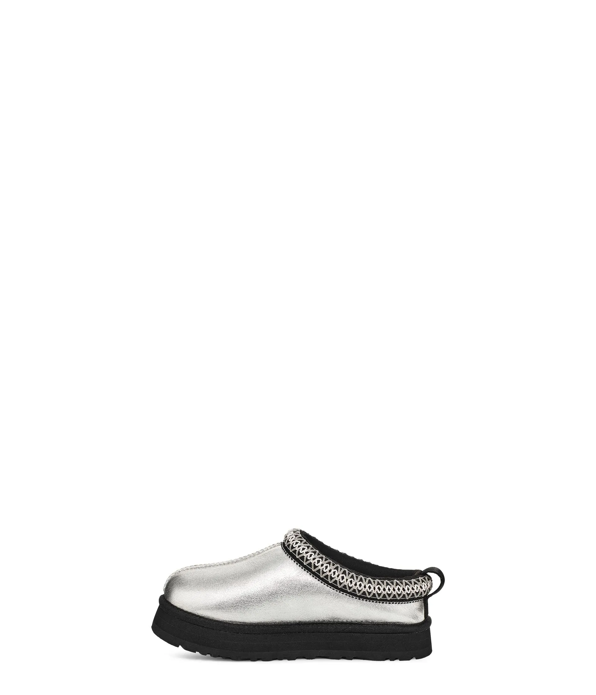 UGG Unisex-Child Tazz Leather Slipper, Silver Metallic