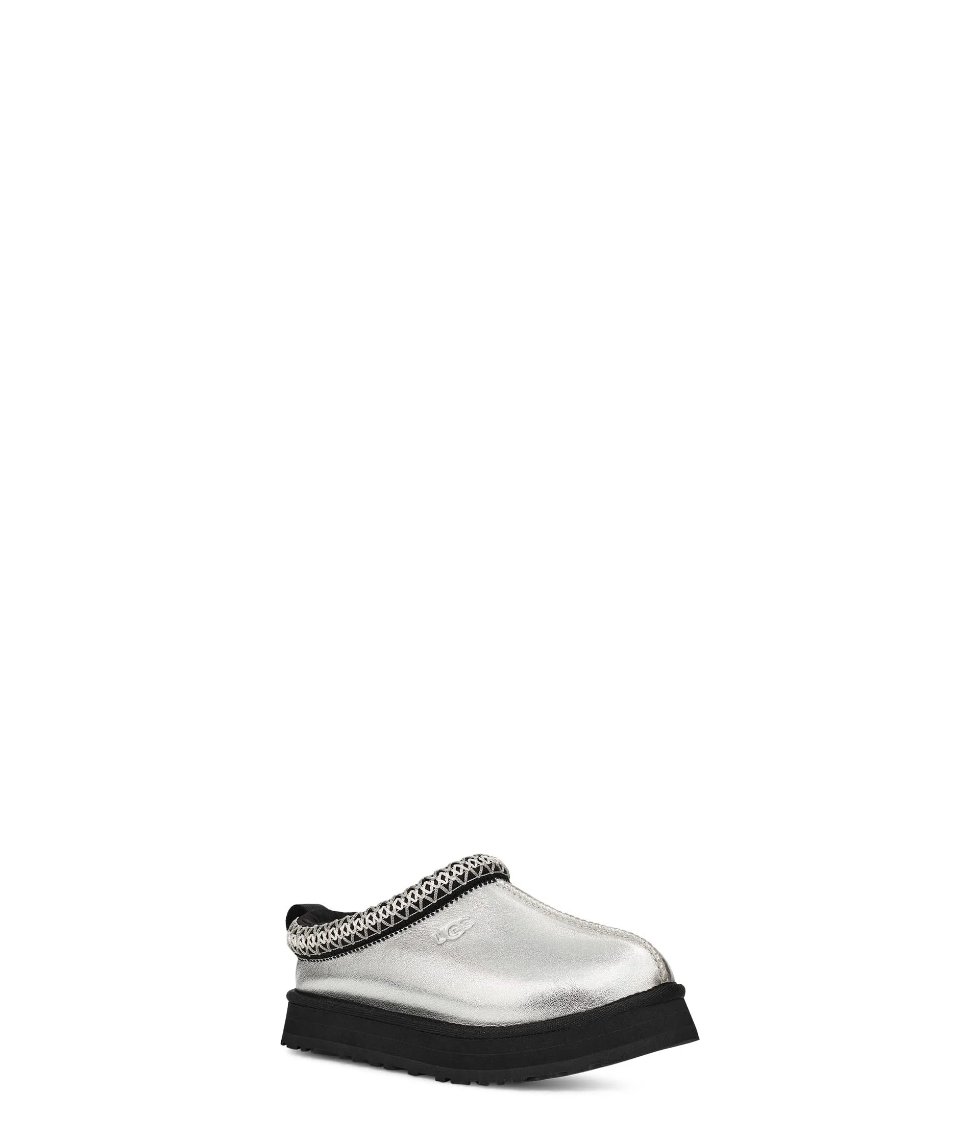 UGG Unisex-Child Tazz Leather Slipper, Silver Metallic